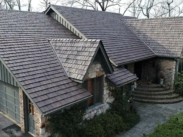 Cottage with cedar shake roof